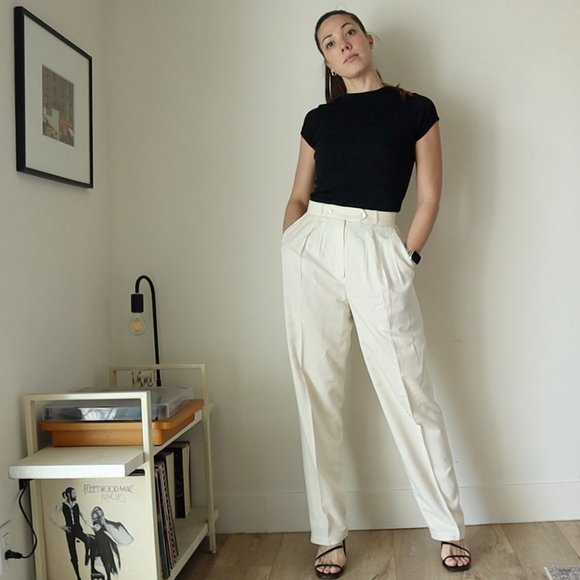 Liz Claiborne Pants - ivory pleat front silk lined trousers
